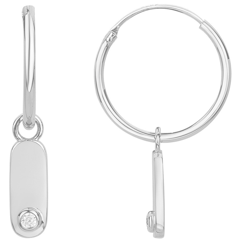 Boucles d'oreilles argent 925 millièmes rhodié Femme La Garçonne Diamant
