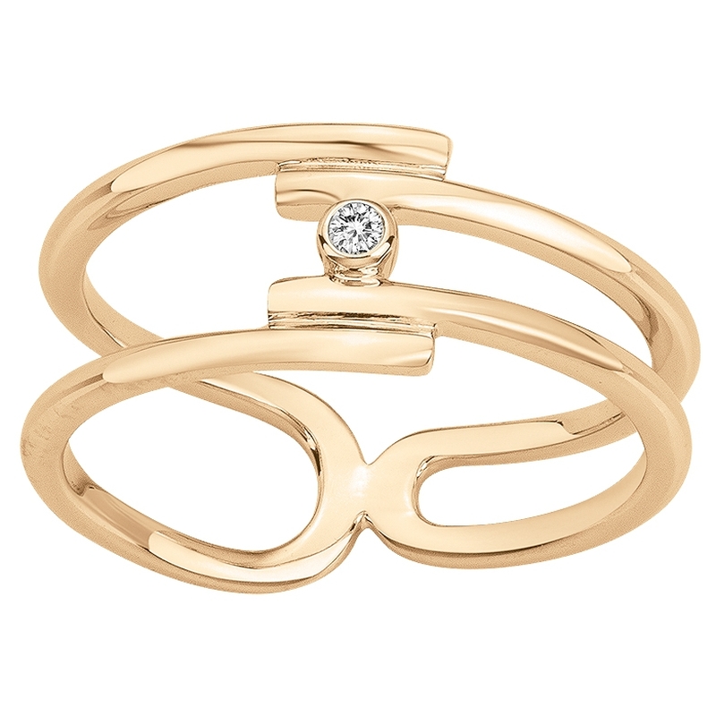 Bague plaqué or 750 millièmes jaune Femme La Garçonne Diamant