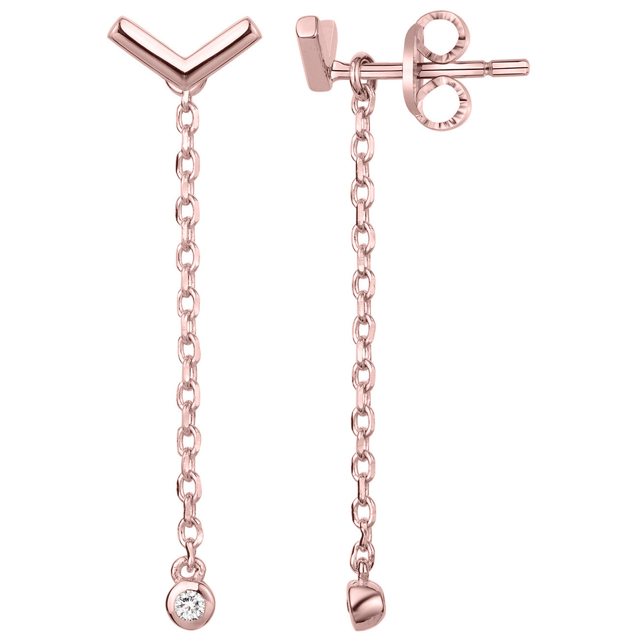 Boucles d'oreilles Plaqué Or rose Femme La Garçonne Diamant