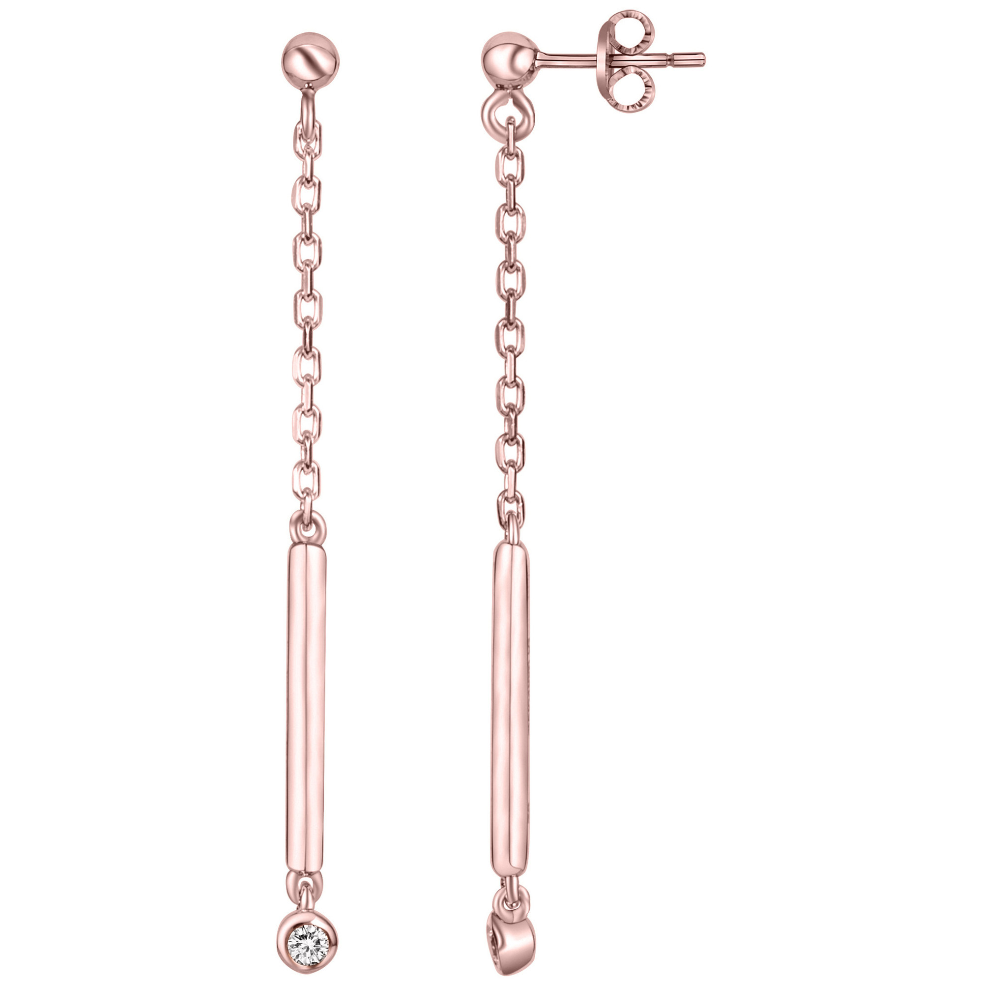Boucles d'oreilles Plaqué Or rose Femme La Garçonne Diamant