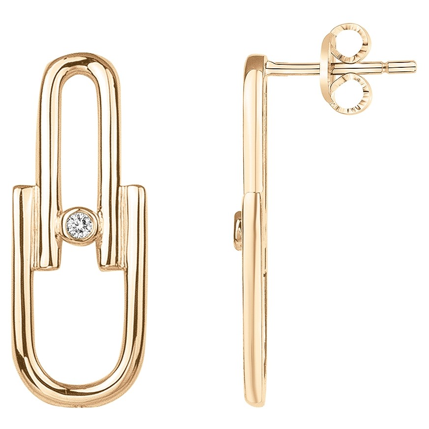 Boucles d'oreilles plaqué or 750 millièmes jaune Femme La Garçonne Diamant