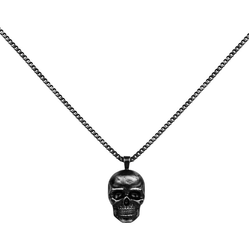 Collier Tête de mort Noir Phebus Homme en Acier