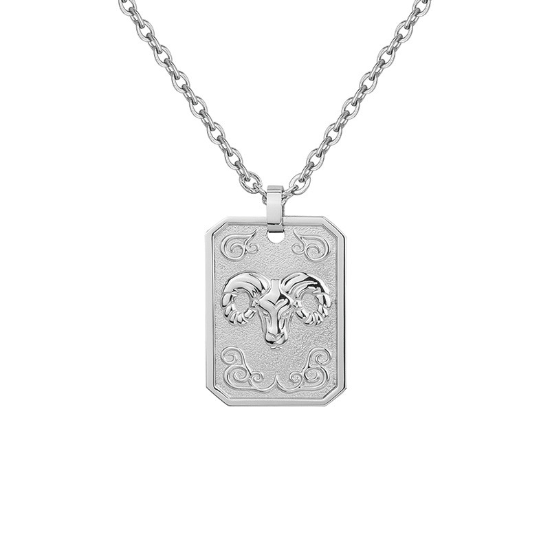 Collier Zodiaque Bélier Argent Phebus Homme en Acier