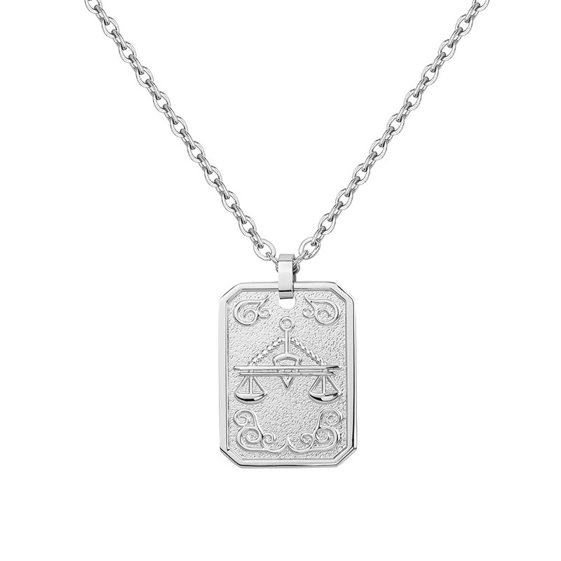 Collier Zodiaque Balance Argent Phebus Homme en Acier