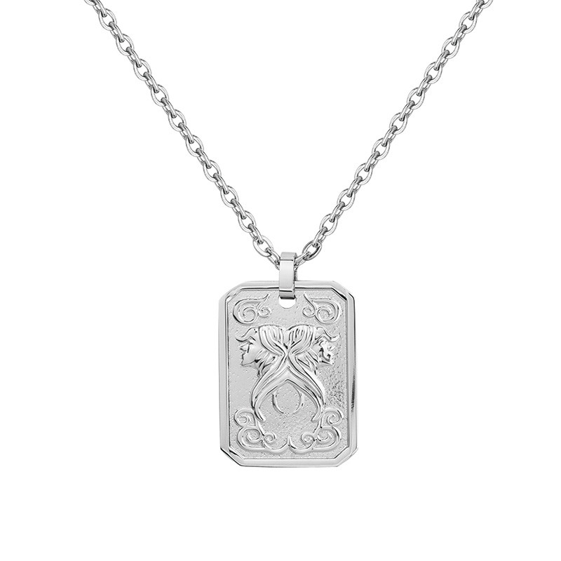 Collier Zodiaque Gémeaux Argent Phebus Homme en Acier