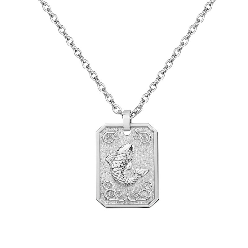 Collier Zodiaque Poisson Argent Phebus Homme en Acier