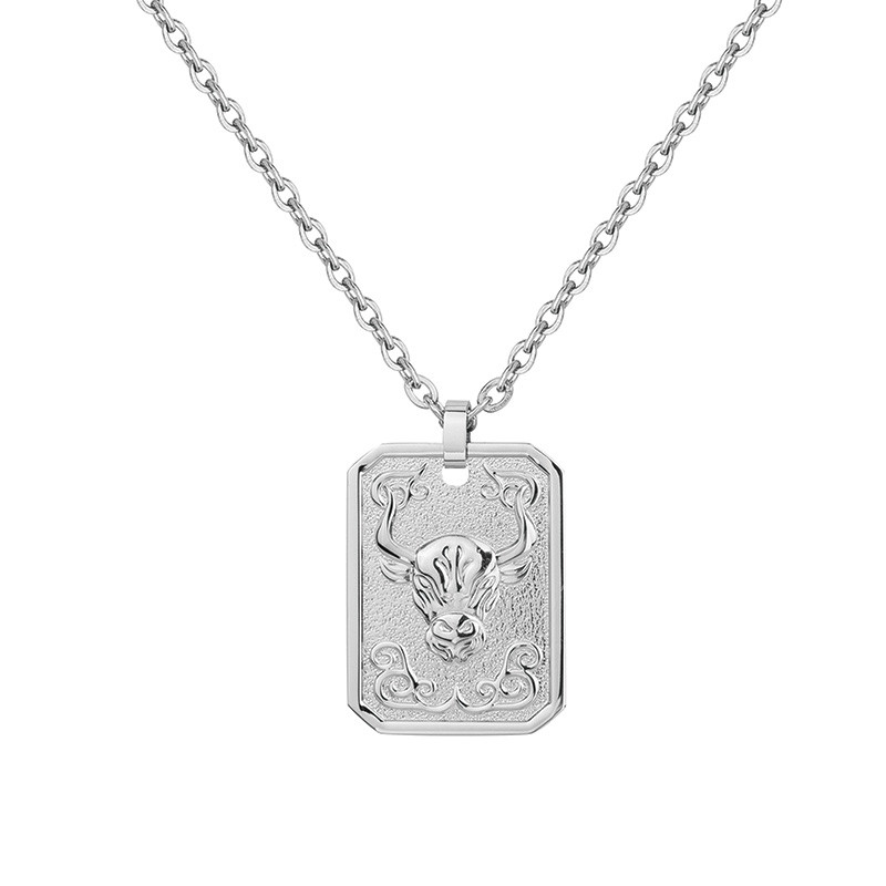 Collier Zodiaque Taureau Argent Phebus Homme en Acier