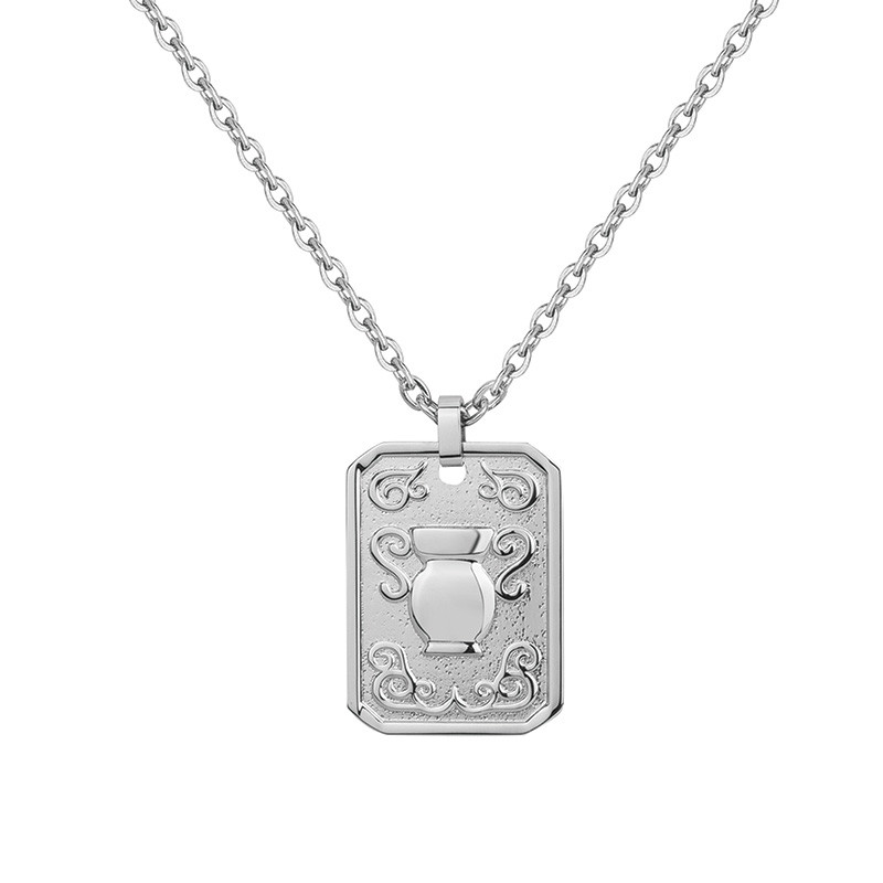 Collier Zodiaque Verseau Argent Phebus Homme en Acier