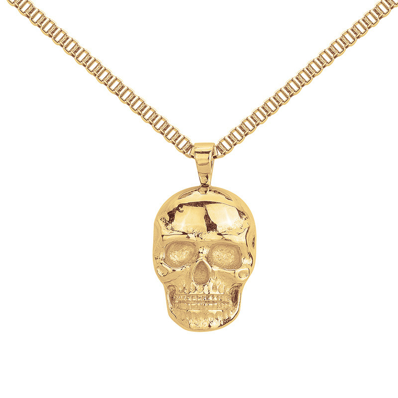 Collier Tête de mort Doré Phebus Homme en Acier