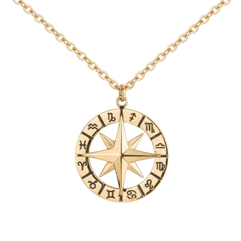 Collier Zodiaque Doré Phebus Homme en Acier