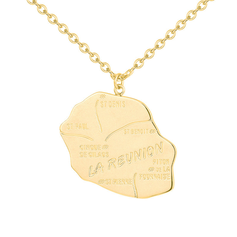 Collier La Réunion Doré Phebus Homme en Acier