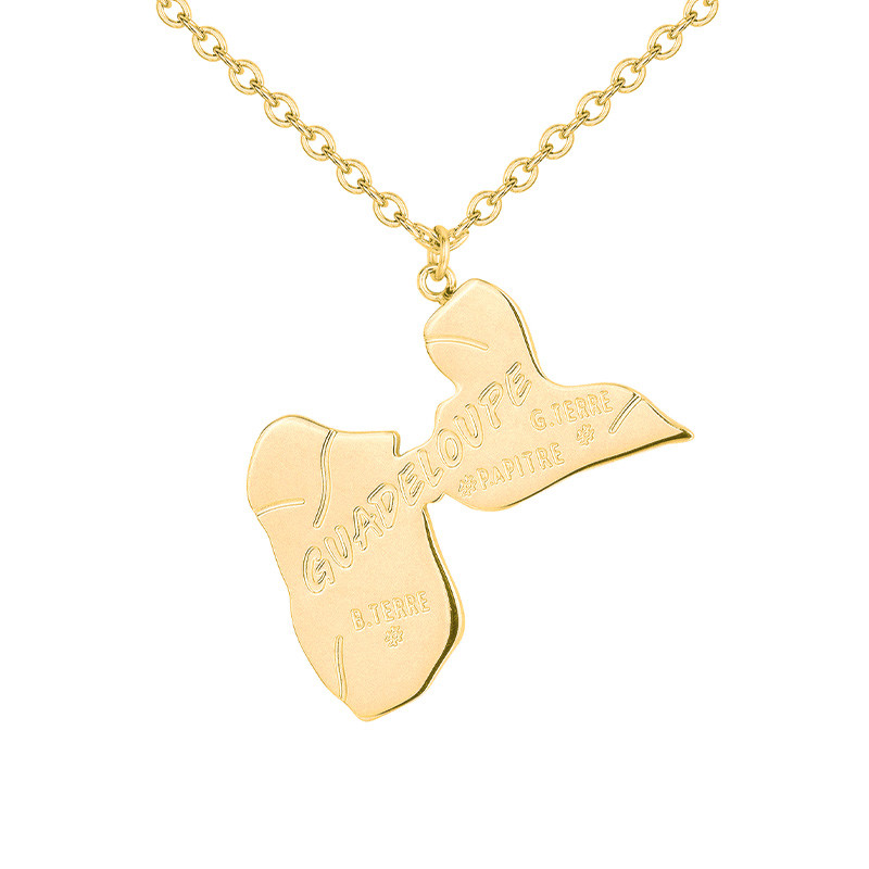 Collier Guadeloupe Doré Phebus Homme en Acier